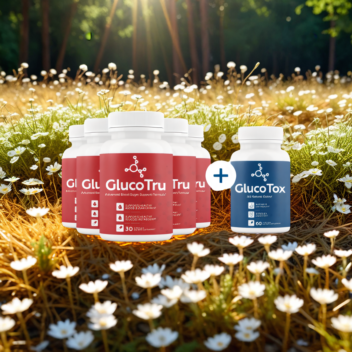 GlucoTru - 5 bottles + 1  Bonus +  Shipping