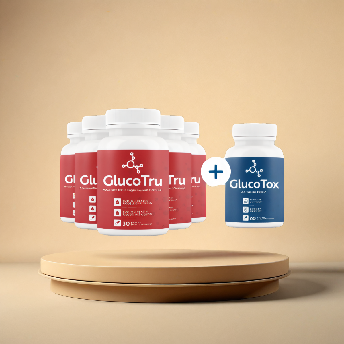 GlucoTru - 5 bottles + 1  Bonus +  Shipping